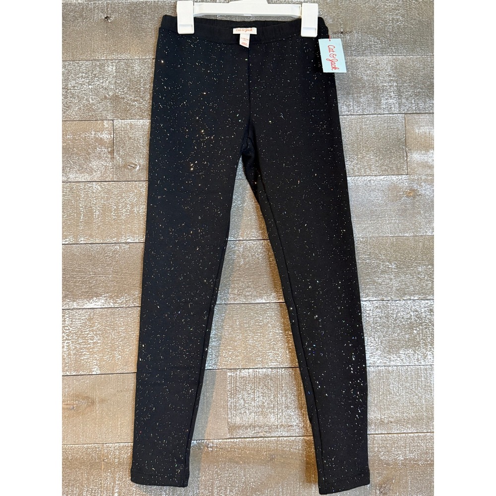 Cat & Jack Cozy Leggings‎ Girls L Black Sparkle